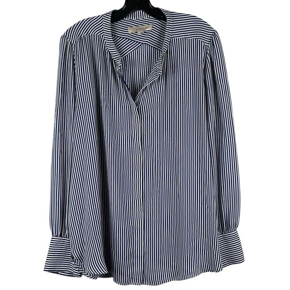 Loft Striped Long Sleeve Button Down Blouse XL - Picture 1 of 12